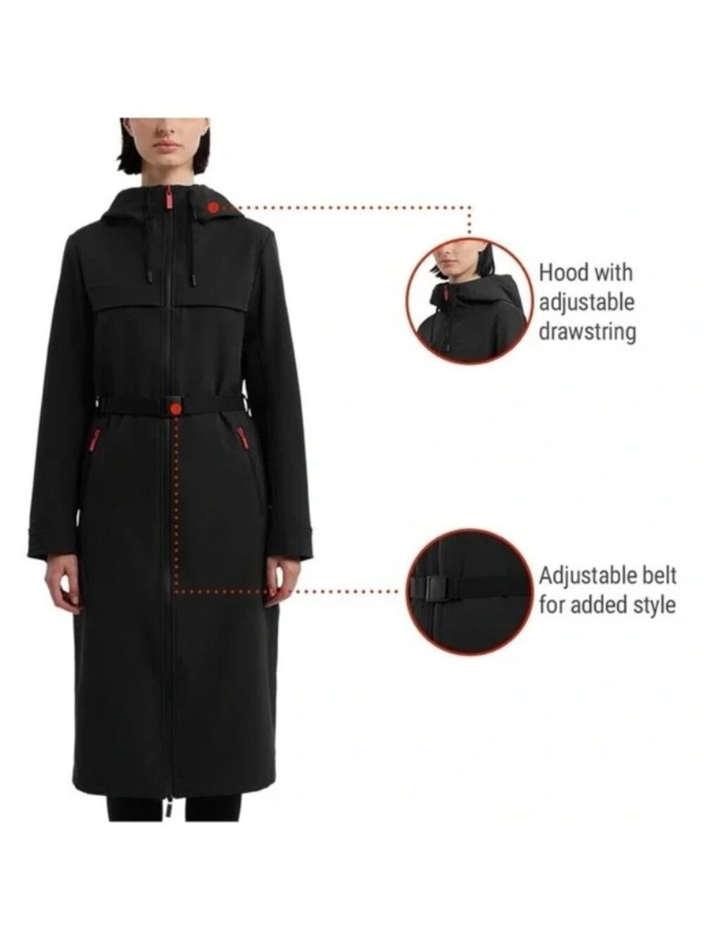 Hunter Crown 2.0 Longline Belted Velour Bonded Coat Black XL New with Tag - Picture 4 of 6